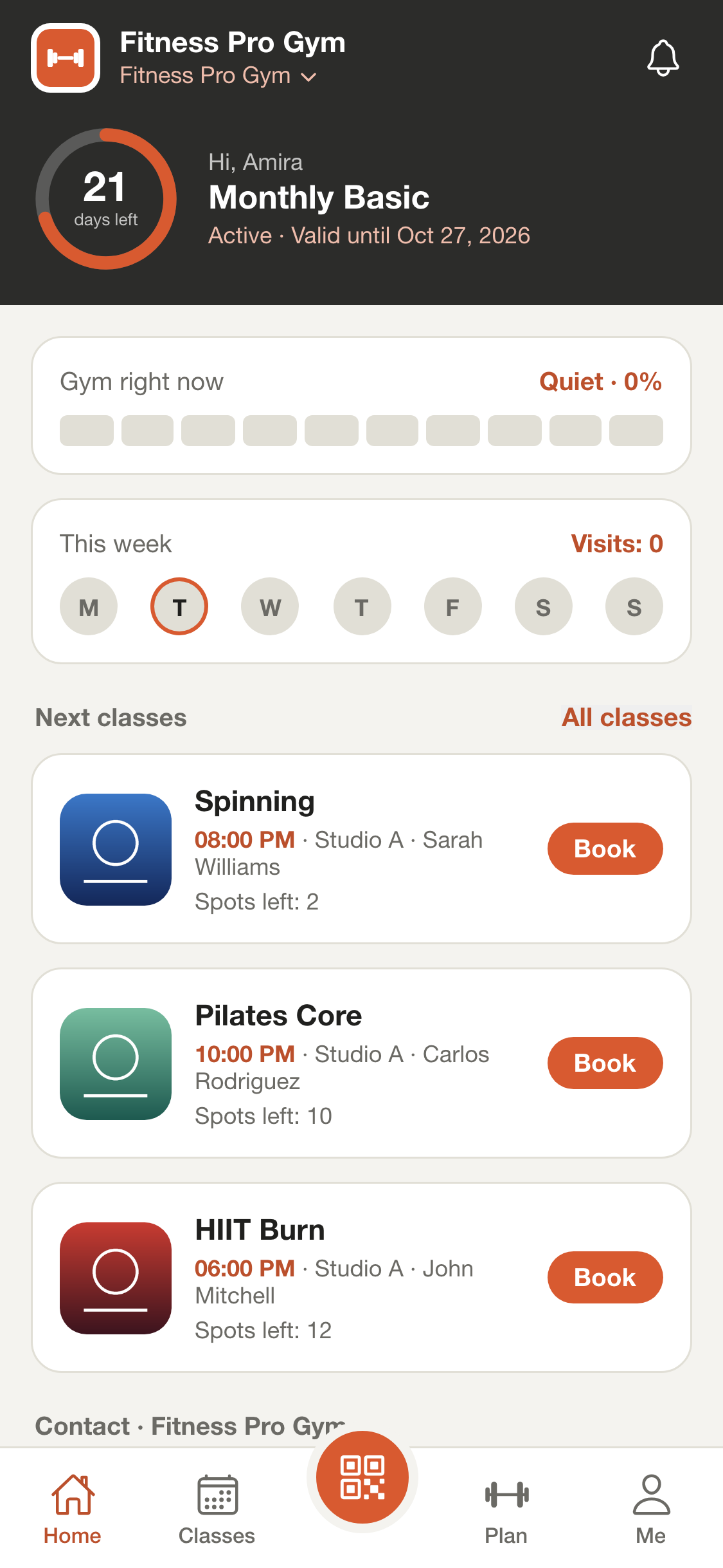 GymCompasor dashboard on a phone