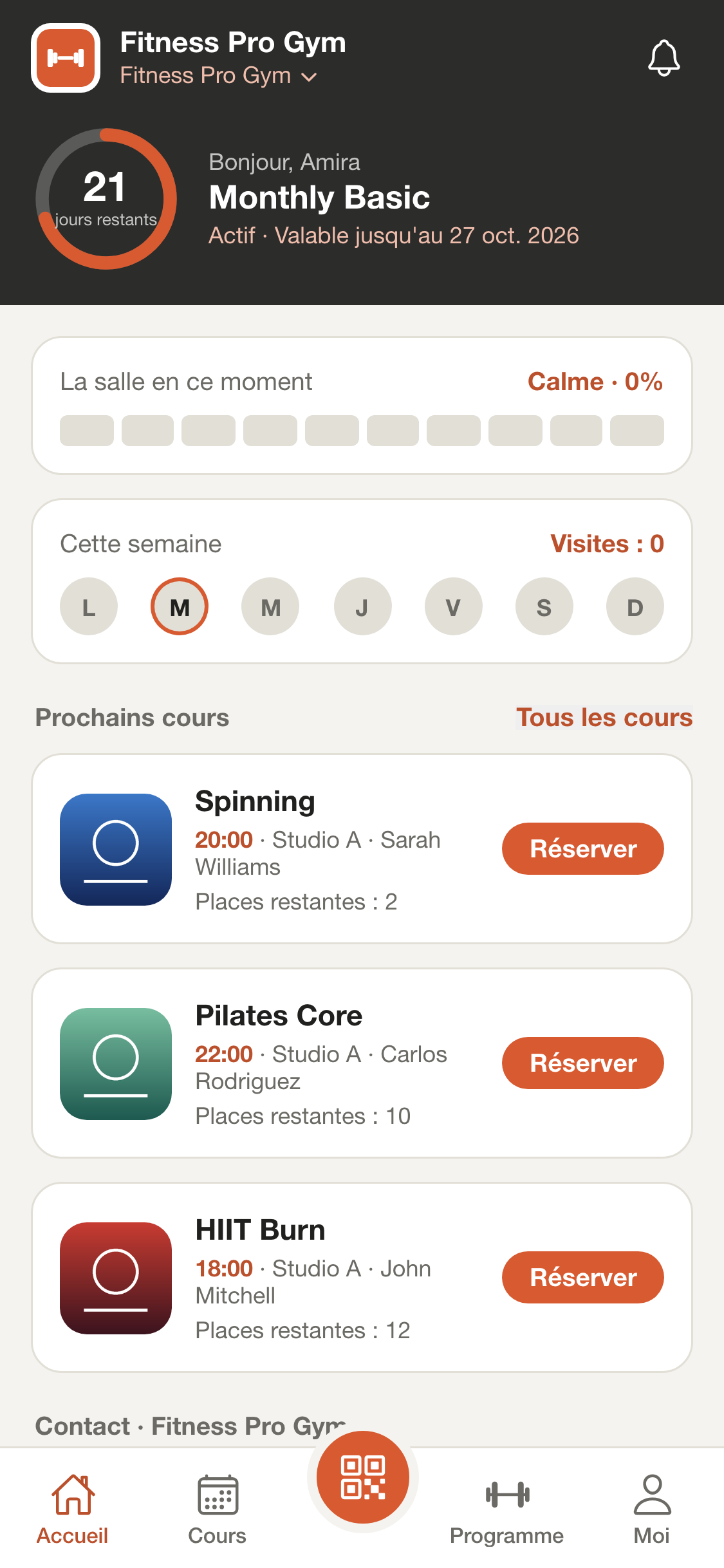 GymCompasor dashboard on a phone
