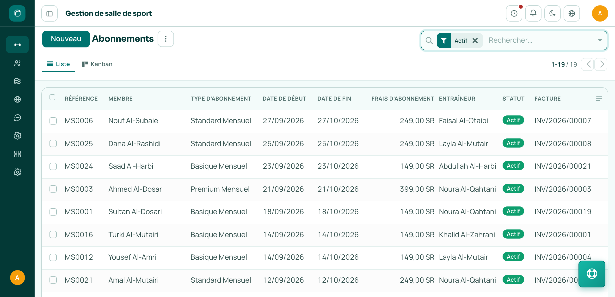 GymCompasor memberships list