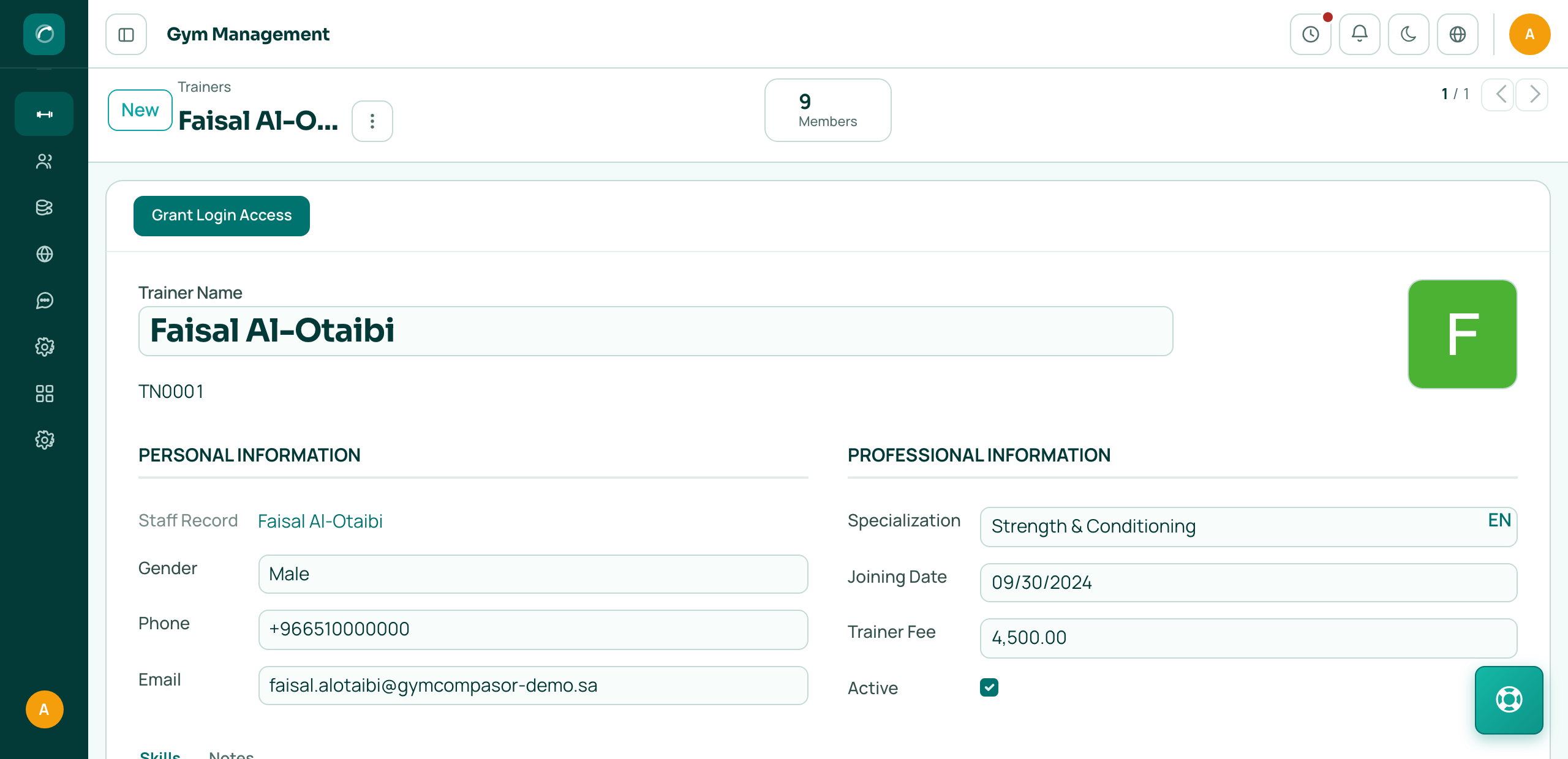 GymCompasor trainer profile