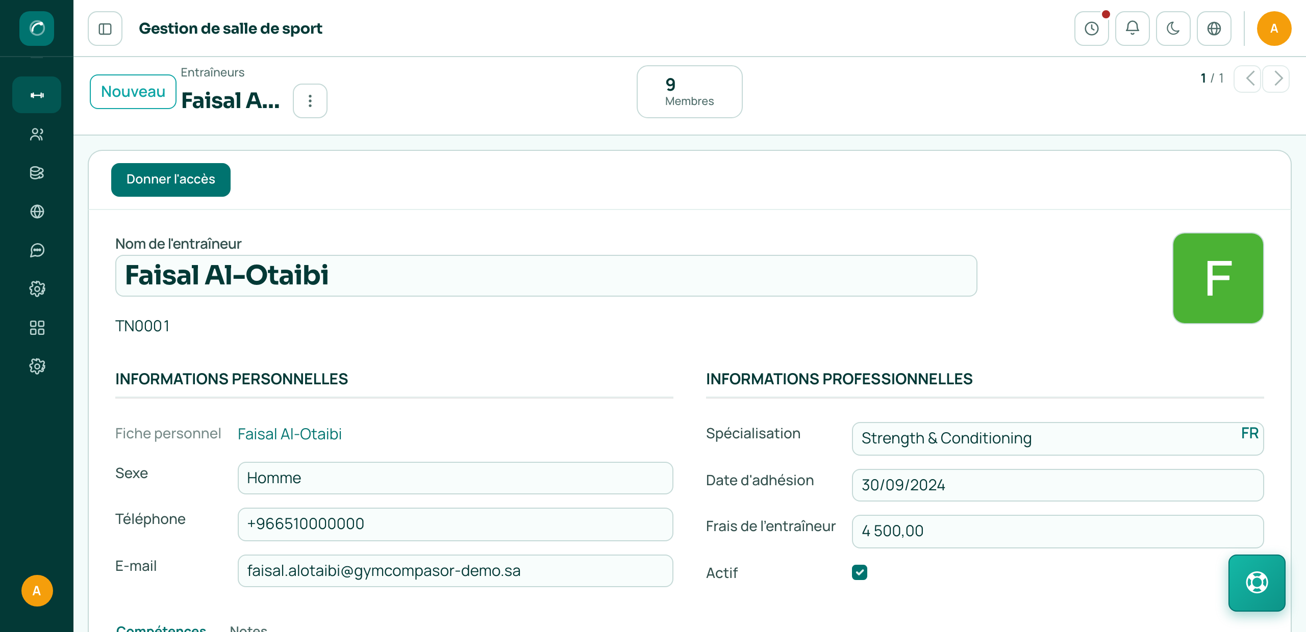GymCompasor trainer profile